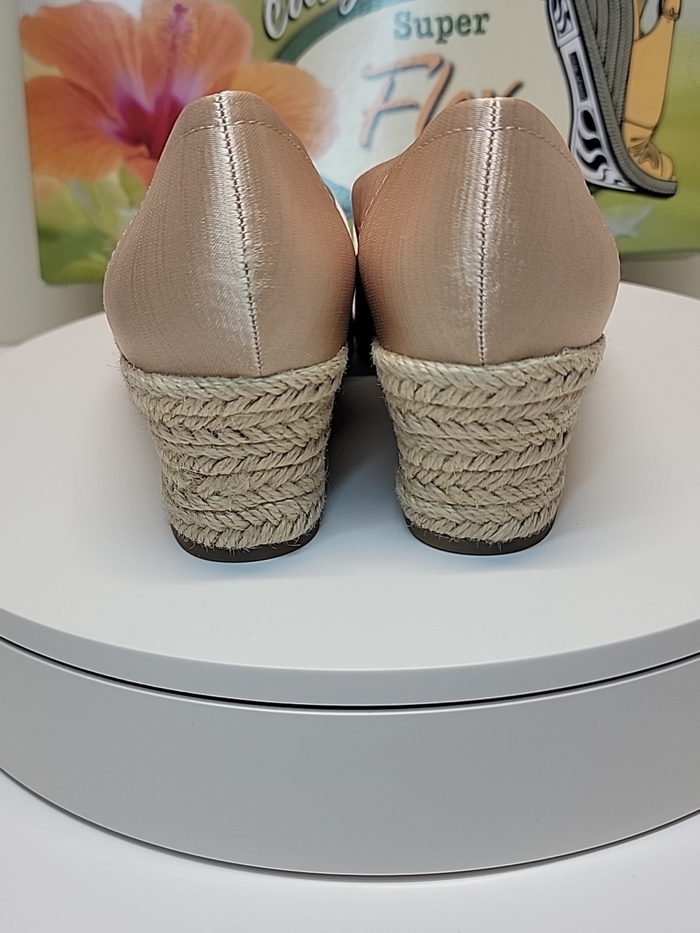 EASY STREET NEW IN BOX SILK PEEP-TOE ESPADRILLE WEDGE SHOES - Picture 7 of 15